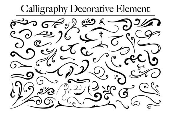 Calligraphy Line Floral Decoration 1: Enhancing Ink Art with Ornate Swirls