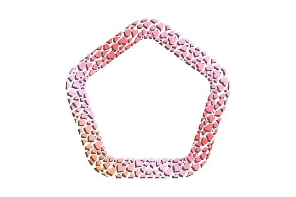 Golden Wide Pentagonal Hearts Frame for Decorative Headers
