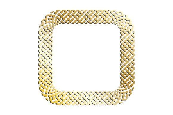 Golden Wide Square Abstract Geometric Fr