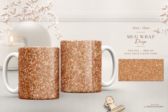 Mug Sublimation Boho Brown Gold Cork: A Stylish and Versatile Design for Your Creative Projects