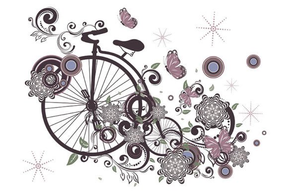 Old Bicycle and Floral Ornament