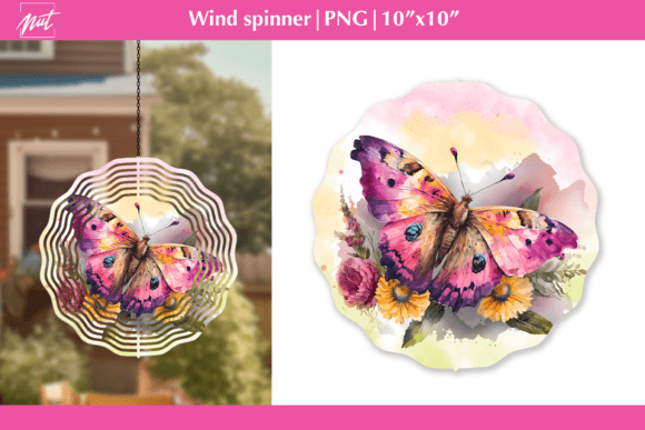 Pink Butterfly Wind Spinner Sublimation
