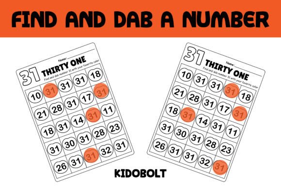 PreK Dab a Dot Number Worksheet - 31