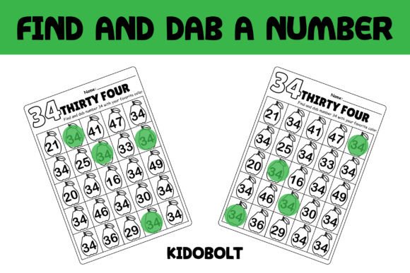 PreK Dab a Dot Number Worksheet - 34