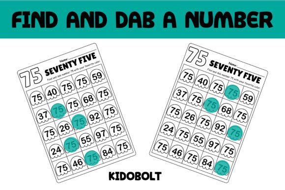 PreK Dab a Dot Number Worksheet - 75 and Kindergarten Number Dab a Dot Printable Worksheet