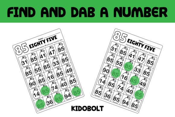 PreK Dab a Dot Number Worksheet - 85
