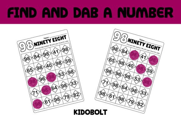 PreK Dab a Dot Number Worksheet - 98