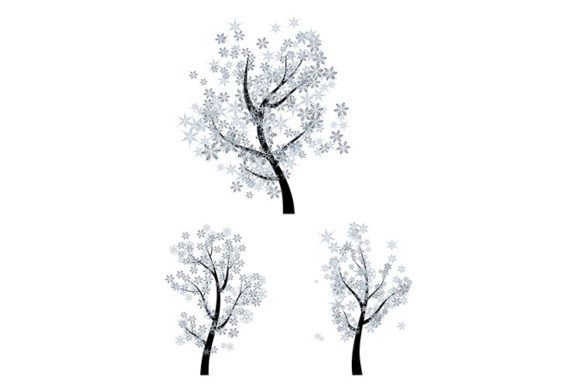 Trees with Snowflakes: A Winter-Themed Design Resource