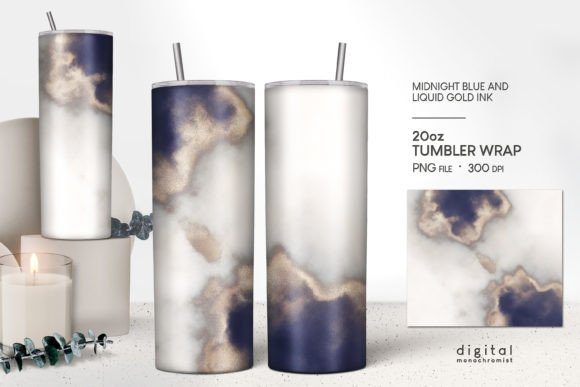 Tumbler Wrap Midnight Blue Gold Ink: A Strategic Design for Sublimation Success