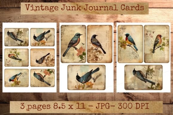 Vintage Birds Junk Journal Cards 01: A Nostalgic Addition to Your Creative Projects
